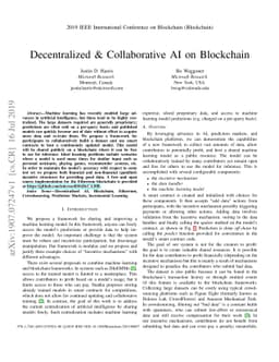 Decentralized & Collaborative AI on Blockchain