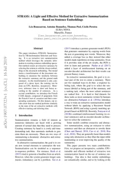 STRASS: A Light and Effective Method for Extractive Summarization Based
  on Sentence Embeddings