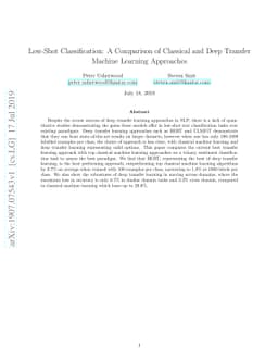 Low-Shot Classification: A Comparison of Classical and Deep Transfer
  Machine Learning Approaches