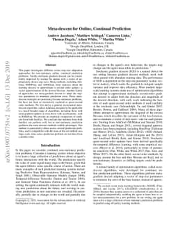 Meta-descent for Online, Continual Prediction