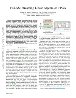 FBLAS: Streaming Linear Algebra on FPGA