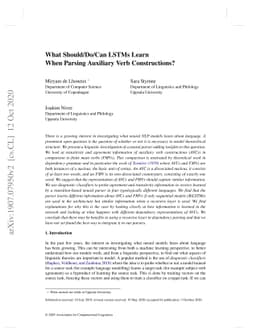 What Should/Do/Can LSTMs Learn When Parsing Auxiliary Verb
  Constructions?