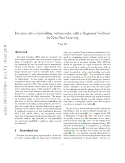 Discriminative Embedding Autoencoder with a Regressor Feedback for
  Zero-Shot Learning