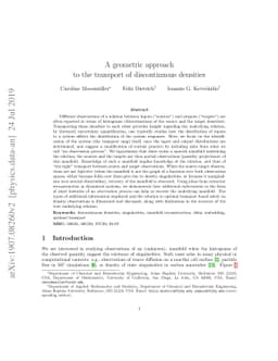 A geometric approach to the transport of discontinuous densities