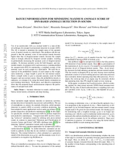 Batch Uniformization for Minimizing Maximum Anomaly Score of DNN-based
  Anomaly Detection in Sounds