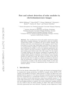 Fast and robust detection of solar modules in electroluminescence images