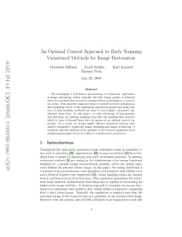 An Optimal Control Approach to Early Stopping Variational Methods for
  Image Restoration