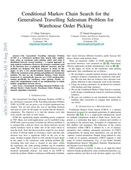 Conditional Markov Chain Search for the Generalised Travelling Salesman
  Problem for Warehouse Order Picking