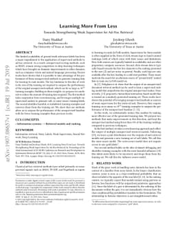 Learning More From Less: Towards Strengthening Weak Supervision for
  Ad-Hoc Retrieval