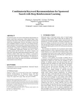 Combinatorial Keyword Recommendations for Sponsored Search with Deep
  Reinforcement Learning