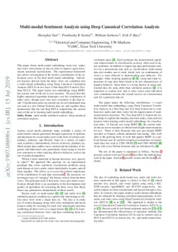 Multi-modal Sentiment Analysis using Deep Canonical Correlation Analysis