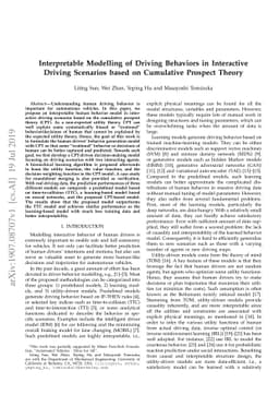 Interpretable Modelling of Driving Behaviors in Interactive Driving
  Scenarios based on Cumulative Prospect Theory