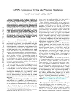 ADAPS: Autonomous Driving Via Principled Simulations