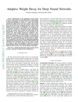 Adaptive Weight Decay for Deep Neural Networks