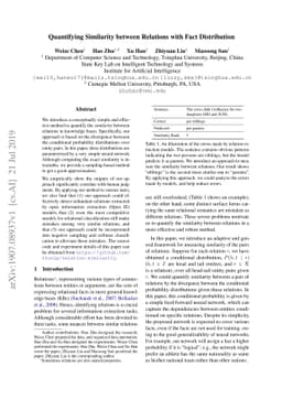 Quantifying Similarity between Relations with Fact Distribution