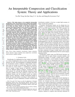 An Interpretable Compression and Classification System: Theory and
  Applications