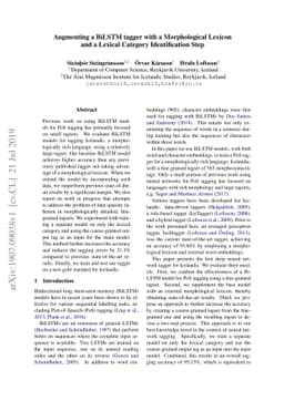 Augmenting a BiLSTM tagger with a Morphological Lexicon and a Lexical
  Category Identification Step