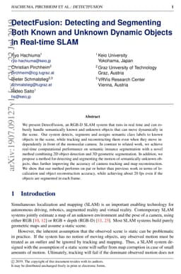 DetectFusion: Detecting and Segmenting Both Known and Unknown Dynamic
  Objects in Real-time SLAM