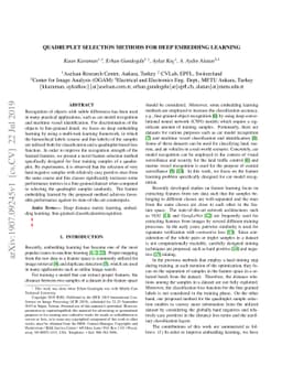 Quadruplet Selection Methods for Deep Embedding Learning