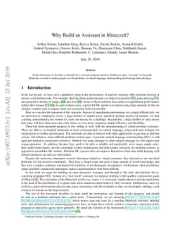 Why Build an Assistant in Minecraft?