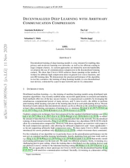 Decentralized Deep Learning with Arbitrary Communication Compression