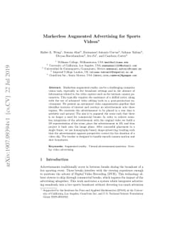 Markerless Augmented Advertising for Sports Videos