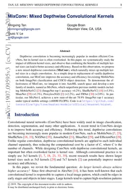 MixConv: Mixed Depthwise Convolutional Kernels