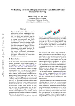Pre-Learning Environment Representations for Data-Efficient Neural
  Instruction Following