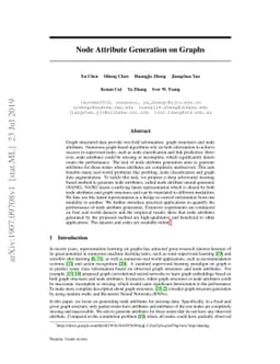 Node Attribute Generation on Graphs