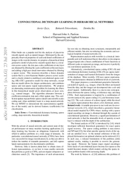 Convolutional Dictionary Learning in Hierarchical Networks