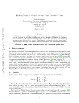 Hidden Markov Models derived from Behavior Trees