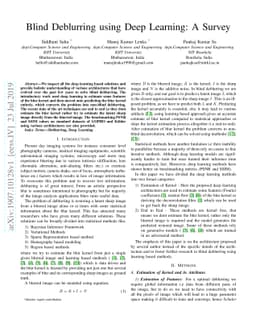 Blind Deblurring using Deep Learning: A Survey