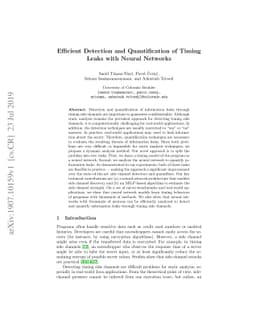 Efficient Detection and Quantification of Timing Leaks with Neural
  Networks
