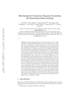 Discriminative Consistent Domain Generation for Semi-supervised Learning