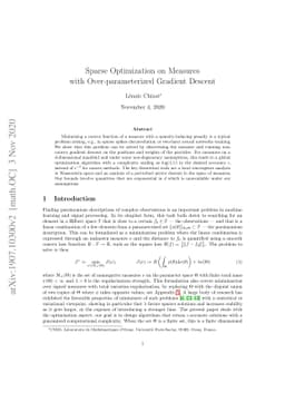 Sparse Optimization on Measures with Over-parameterized Gradient Descent
