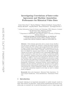 Investigating Correlations of Inter-coder Agreement and Machine
  Annotation Performance for Historical Video Data