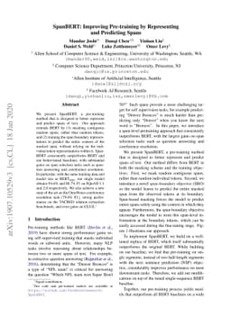 SpanBERT: Improving Pre-training by Representing and Predicting Spans