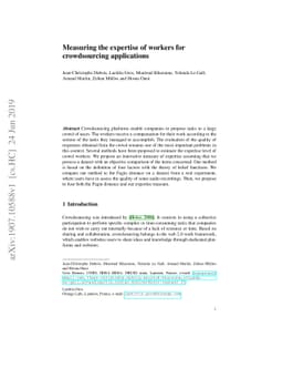 Measuring the Expertise of Workers for Crowdsourcing Applications