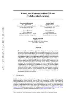 Robust and Communication-Efficient Collaborative Learning