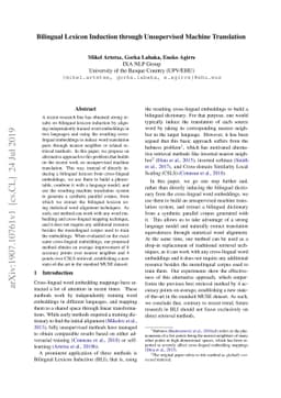 Bilingual Lexicon Induction through Unsupervised Machine Translation