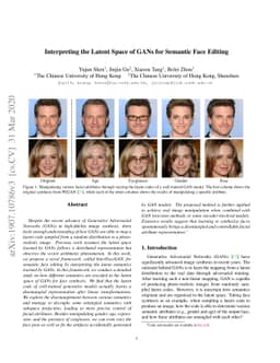 Interpreting the Latent Space of GANs for Semantic Face Editing
