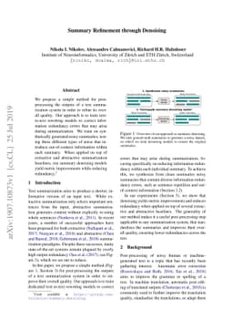 Summary Refinement through Denoising