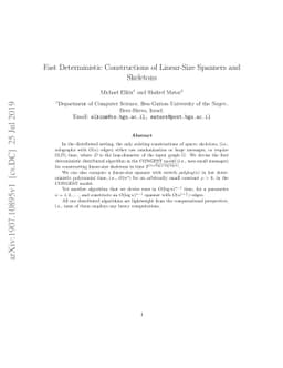 Fast Deterministic Constructions of Linear-Size Spanners and Skeletons