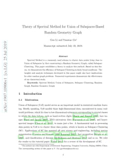 Theory of Spectral Method for Union of Subspaces-Based Random Geometry
  Graph
