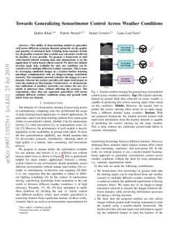 Towards Generalizing Sensorimotor Control Across Weather Conditions