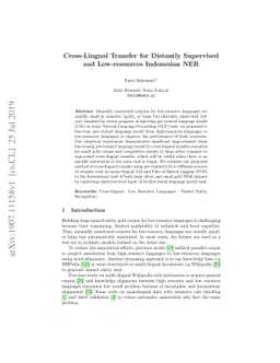 Cross-Lingual Transfer for Distantly Supervised and Low-resources
  Indonesian NER