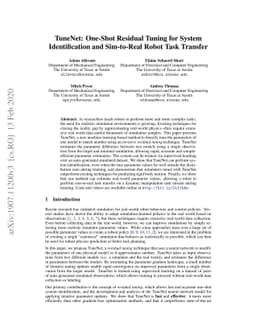 TuneNet: One-Shot Residual Tuning for System Identification and
  Sim-to-Real Robot Task Transfer