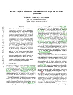 DEAM: Adaptive Momentum with Discriminative Weight for Stochastic
  Optimization