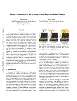 Image Enhancement by Recurrently-trained Super-resolution Network