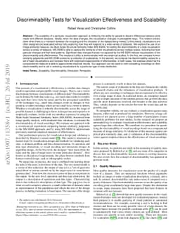 Discriminability Tests for Visualization Effectiveness and Scalability